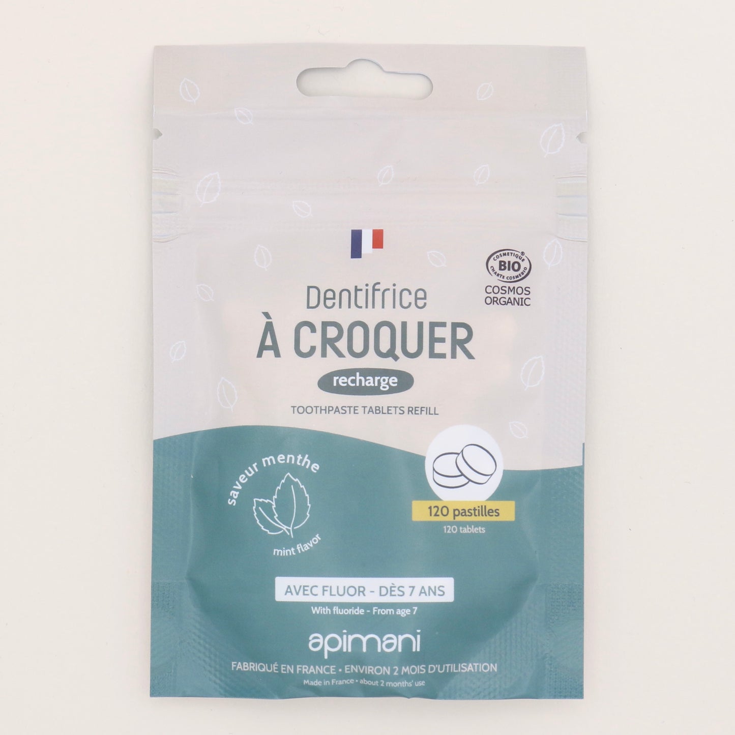 Dentifrice à croquer Menthe 120 pastilles - Apimani