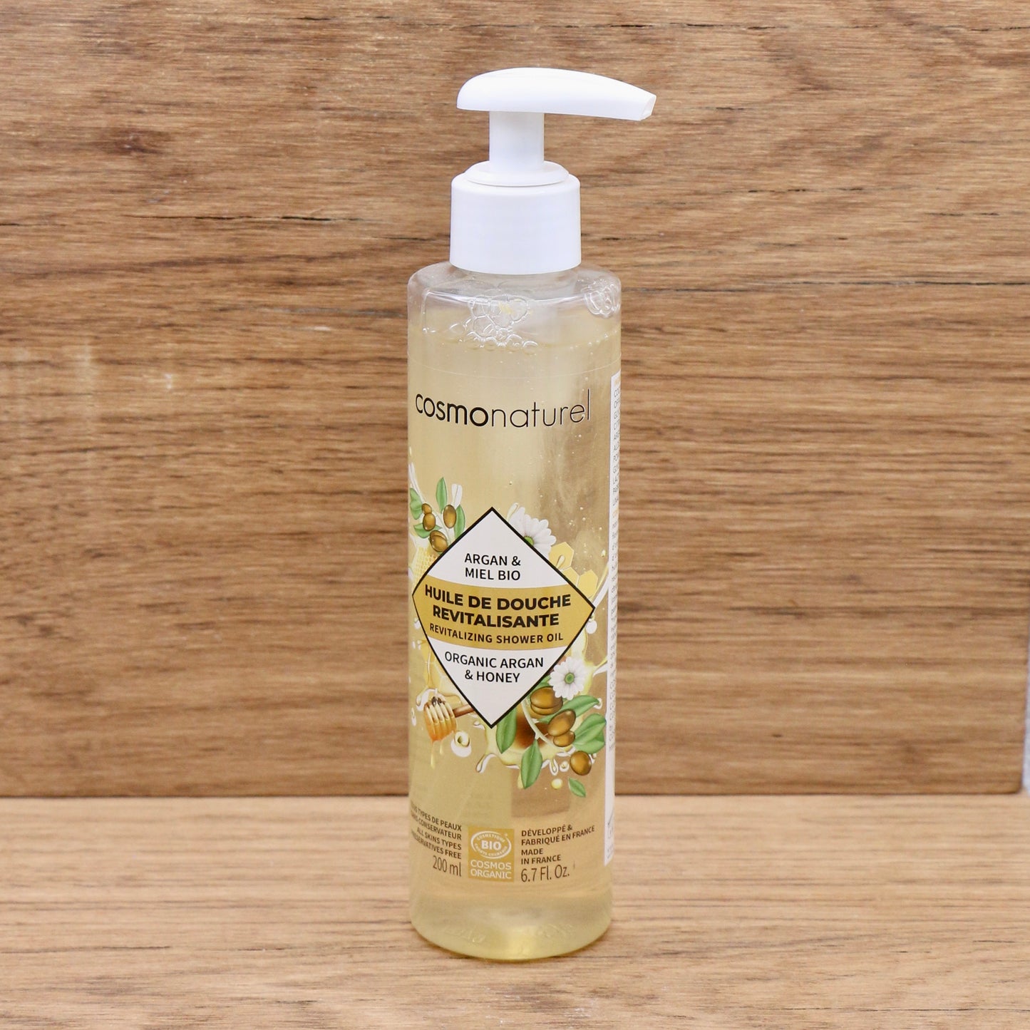 Huile de douche Revitalisante Argan & Miel Bio 200ml - Cosmo Naturel