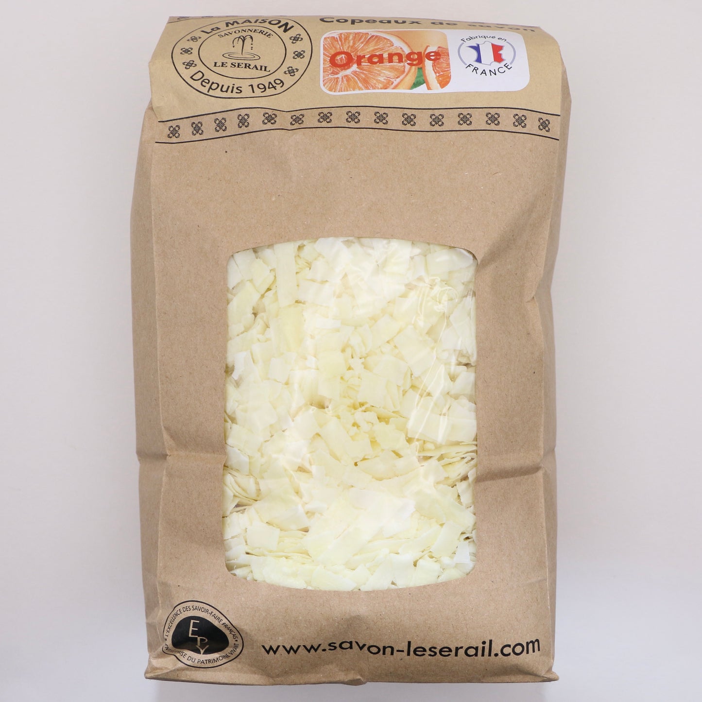 Savon de Marseille Végétal en Copeaux à l'Orange 1kg - Savonnerie le Sérail