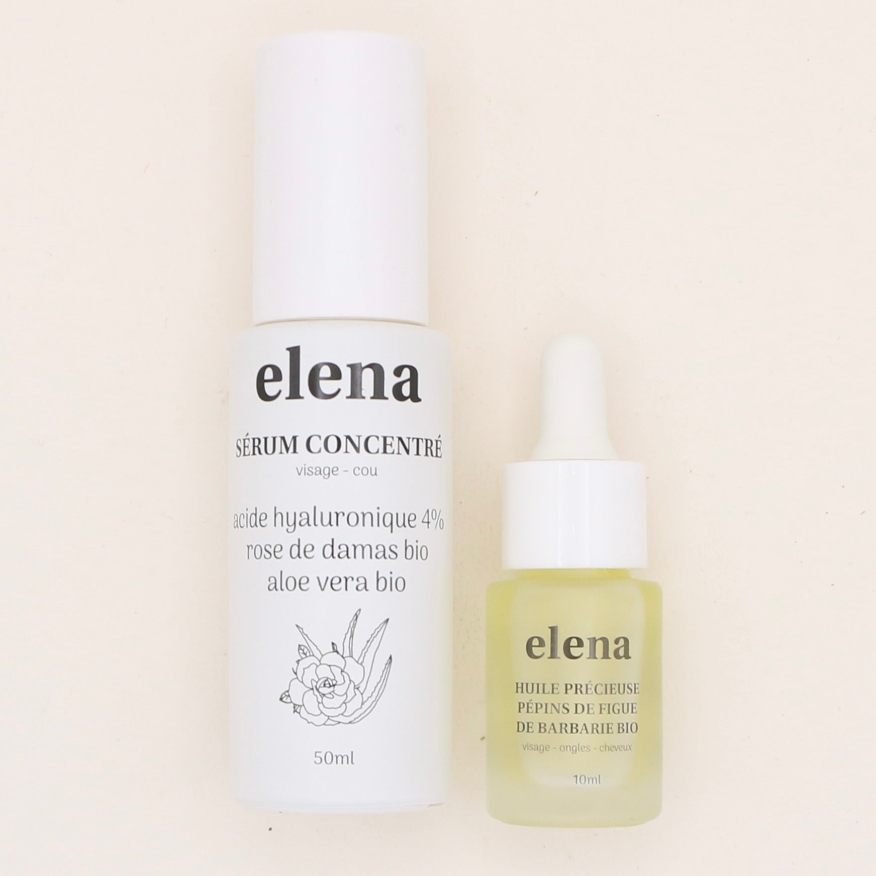 Duo Anti-Âge Sérum Acide Hyaluronique & Huile Précieuse Figue de Barbarie - Elena