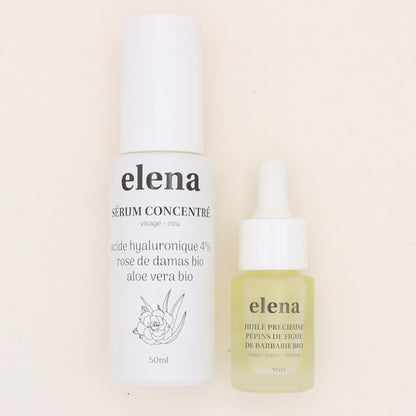 Duo Anti-Âge Sérum Acide Hyaluronique & Huile Précieuse Figue de Barbarie - Elena