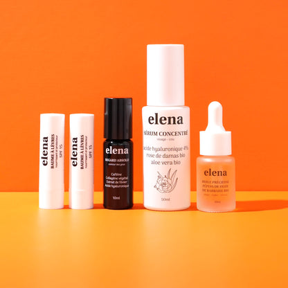 Pack 3 - Baume à lèvres, Contour des Yeux, Sérum concentré et Huile Précieuse Pépins de Figue de barbarie Bio Elena (Vfinal) 