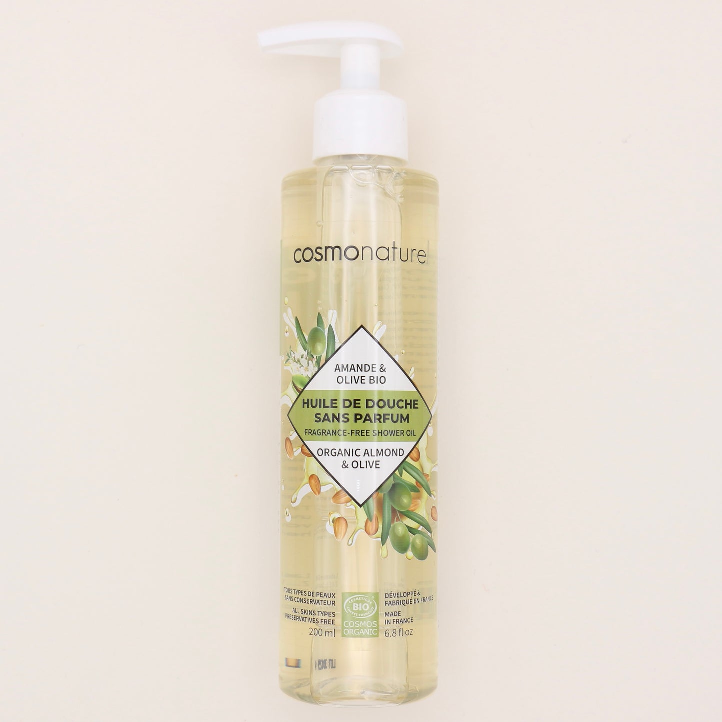 Huile de douche Sans Parfum Amande & Olive Bio 200ml - Cosmo Naturel