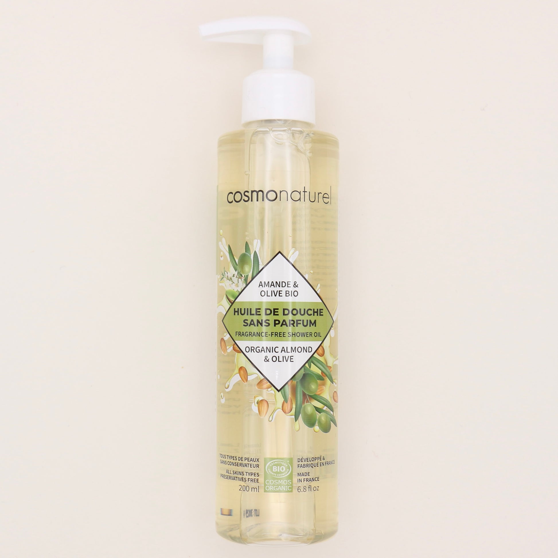 Huile de douche Sans Parfum Amande & Olive Bio 200ml - Cosmo Naturel