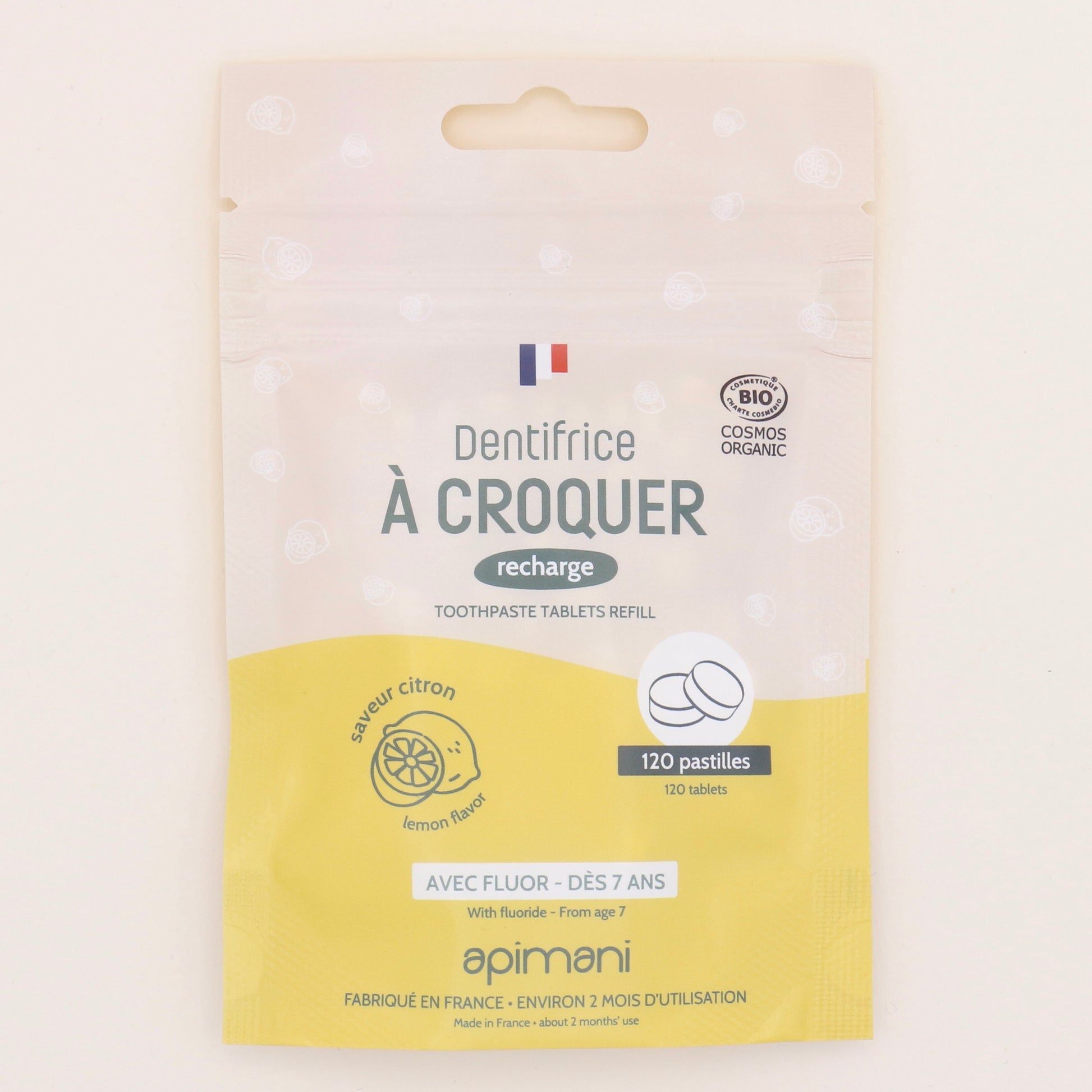 Dentifrice à croquer Citron 120 pastilles - Apimani