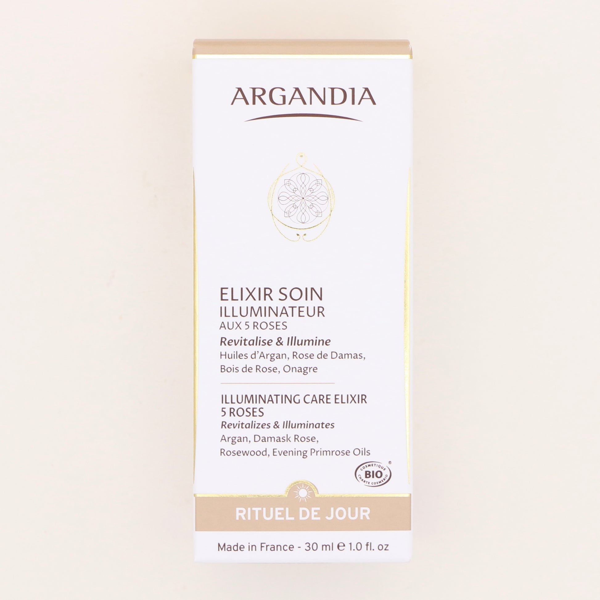 Elixir Soin Illuminateur aux 5 Roses, Rituel de Jour 30ml - Argandia
