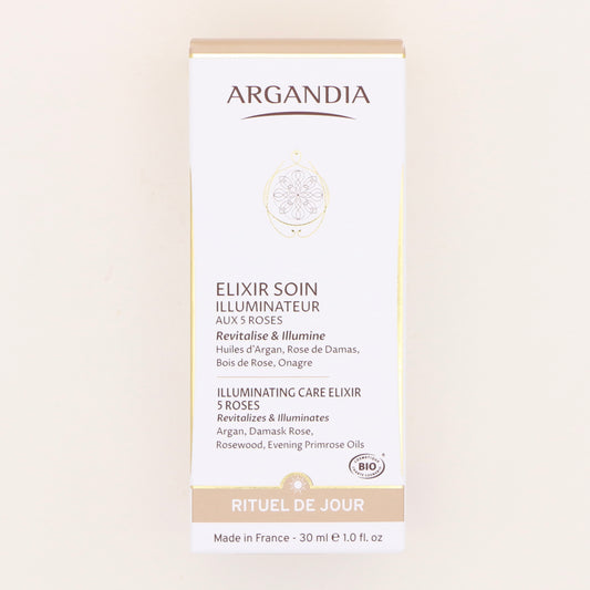 Elixir Soin Illuminateur aux 5 Roses, Rituel de Jour 30ml - Argandia