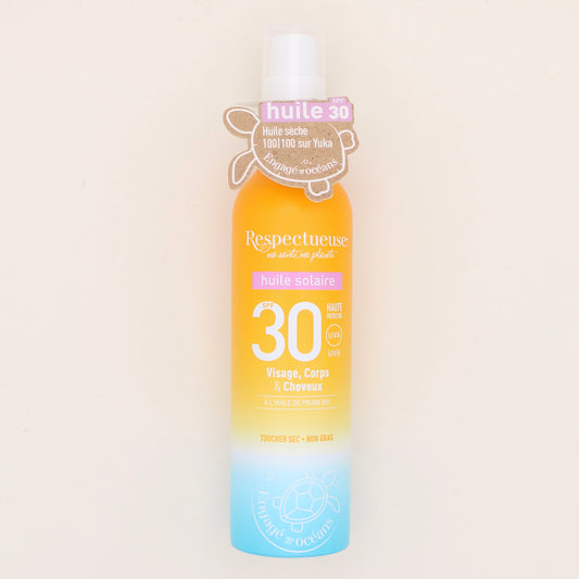 Huile solaire 30SPF 100ml - Respectueuse