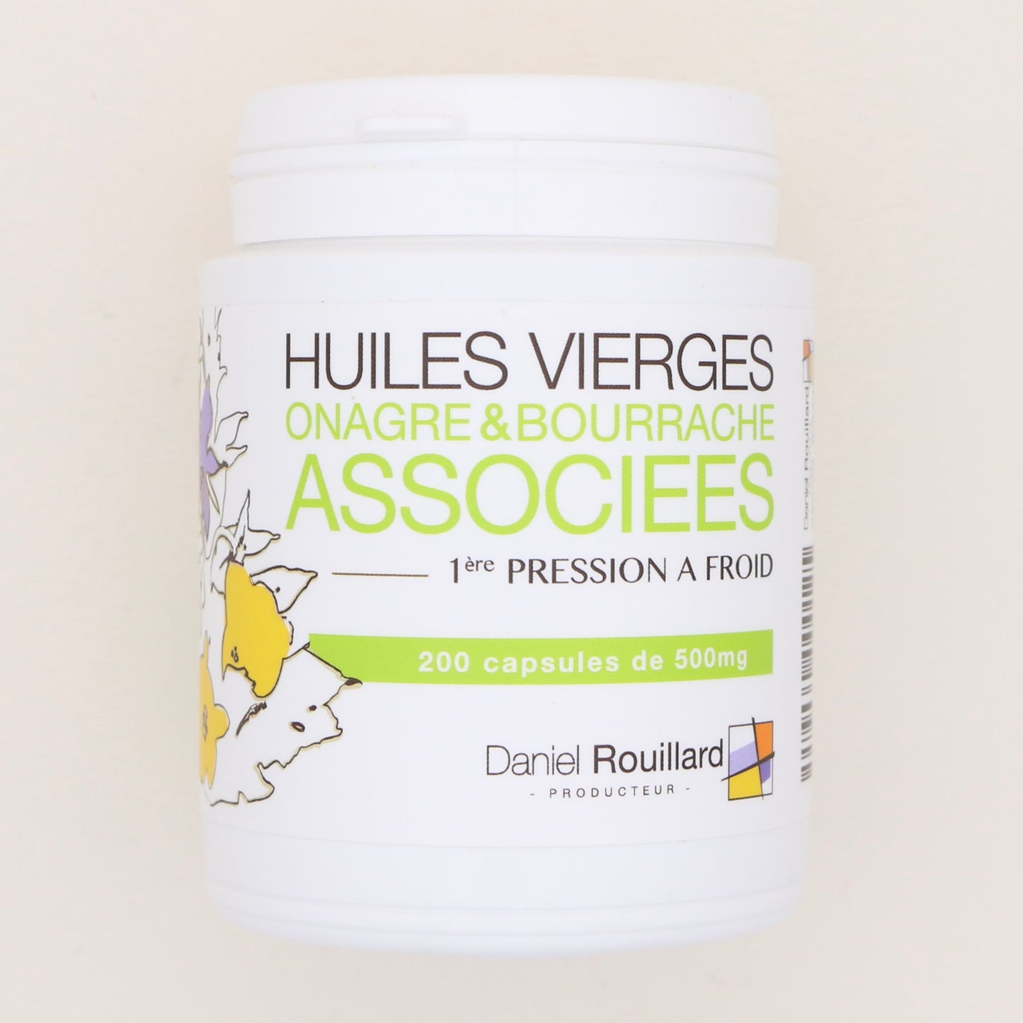 Capsule Huile Vierge Onagre/Bourrache 200 unités - Daniel Rouillard