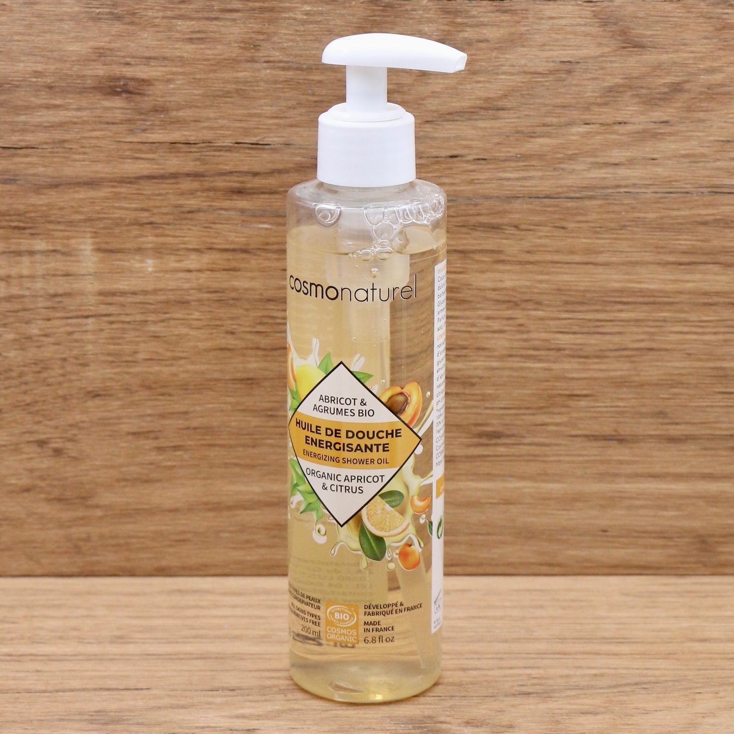 Huile de douche Énergisante Abricot & Agrumes Bio 200ml - Cosmo Naturel