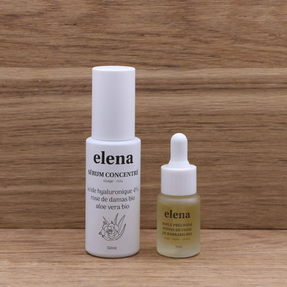 Duo Sérum concentré 50ml et Huile précieuse pépins de figue de Barbarie Bio 10ml - Elena 