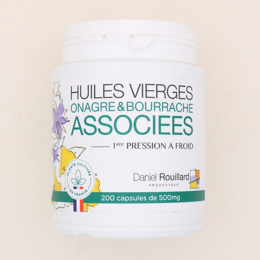Capsule Huile Vierge Onagre/Bourrache 200 unités - Daniel Rouillard&nbsp;