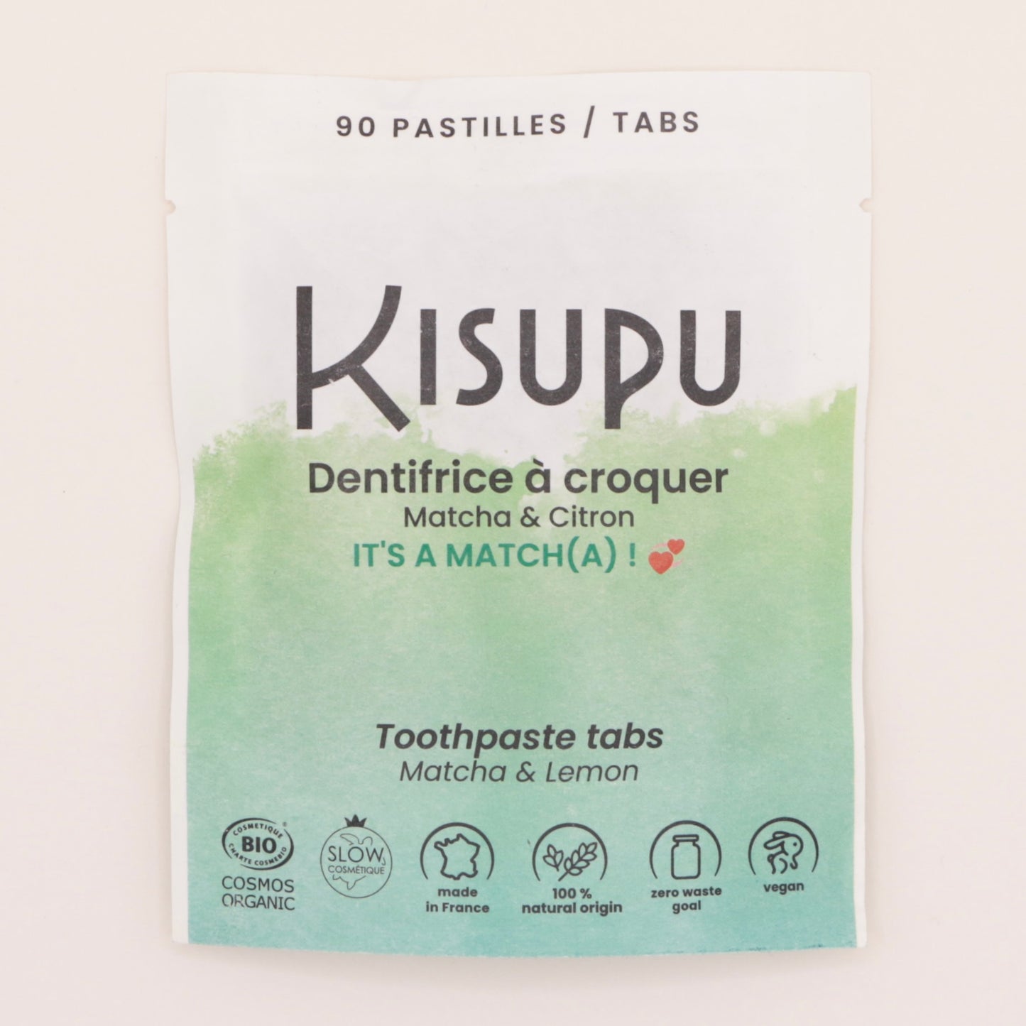 Dentifrice à croquer Matcha & Citron It’s a Match(a) ! 90 pastilles - Kisupu Lamazuna