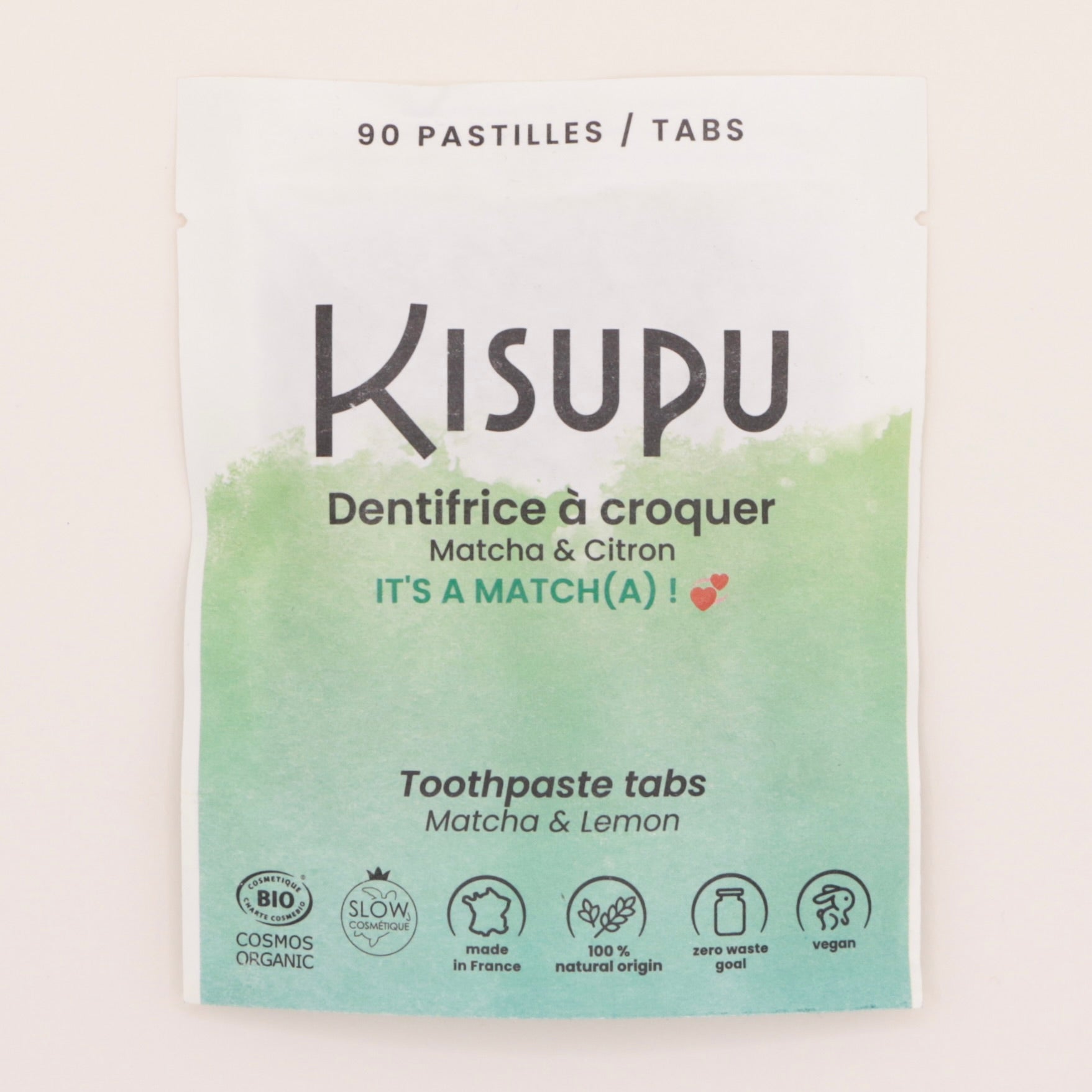 Dentifrice à croquer Matcha & Citron It’s a Match(a) ! 90 pastilles - Kisupu Lamazuna